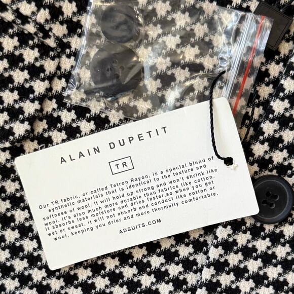 Alain Dupetit Blazer 2 Button Suit Coat Men 38L Black White Herringbone NWT - Picture 8 of 11